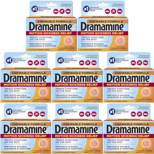 Dramamine Chewable Motion Sickness Relief, 8 Tablets Each (Pack of 8)