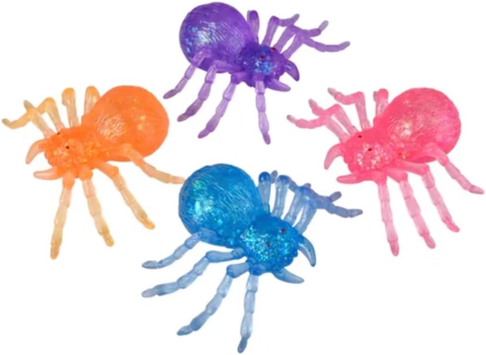 Araña con purpurina para apretar azúcar, regalo de fiesta de Halloween, truco o trato, bolsas de regalo, caja de recompensa, cofre del tesoro, juguete sensorial táctil para aliviar el estrés, una
