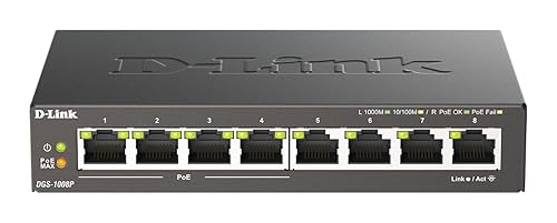 D-Link DGS-1008P - Switch de 8 Puertos Gigabit Ethernet 10/100/1000 Mbps y 4 Puertos PoE - Chollo en Informática