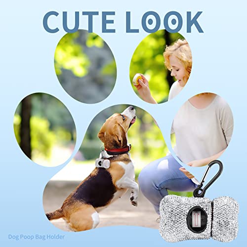 Image of Dog Poop Pickup Bags Holder Dispenser with 10 Roll 150 Bags Random Color Leak-proof Scented Bling Crystal Doggy Waste Bags and Carabiner,White