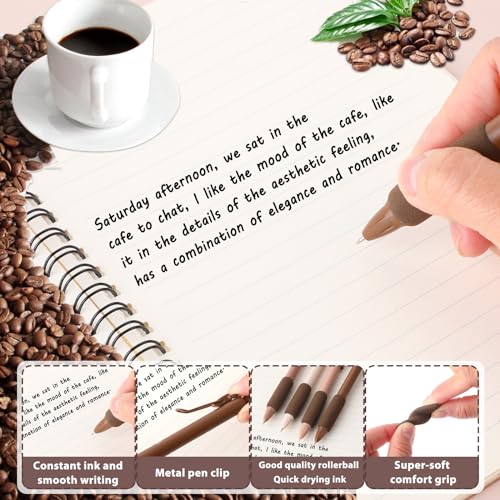 Mabor 4Pcs Coffee Bolígrafos Gel Retráctiles 0.5mm Negro miniatura 5