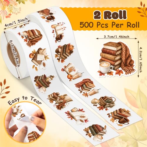 Image of Self Adhesive Coffee Sticker for Laptop Water Bottle DIY Craft | 2 Rolls Watercolor Book Waterproof Vinyl Strong Adhesion Easy Peel & Stick for Journals Laptops Bookish Gifts