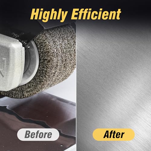 Image of 4.7 inch x 4 inch Stainless Steel Wire Drawing Wheel, Wire Brush Drum Surface Conditioning Tool, Metal Polishing Wheel for Metal Surface Polishing Grinding Removing Rust-3 /4 Quad Keyway