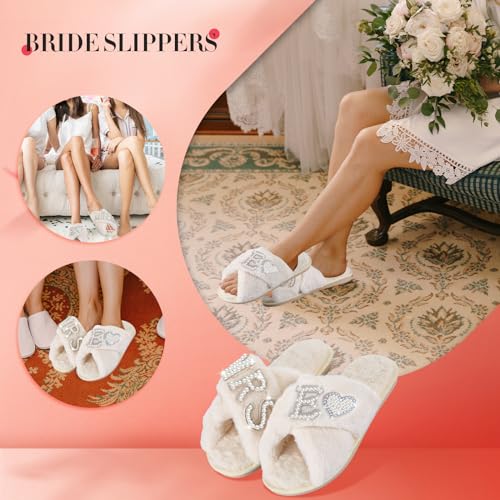 Bride Slippers Mrs Slippers Wedding Bride Slippers Personalized Initial Pearl Slippers Bridal Gifts for Christmas(7-8,E)3