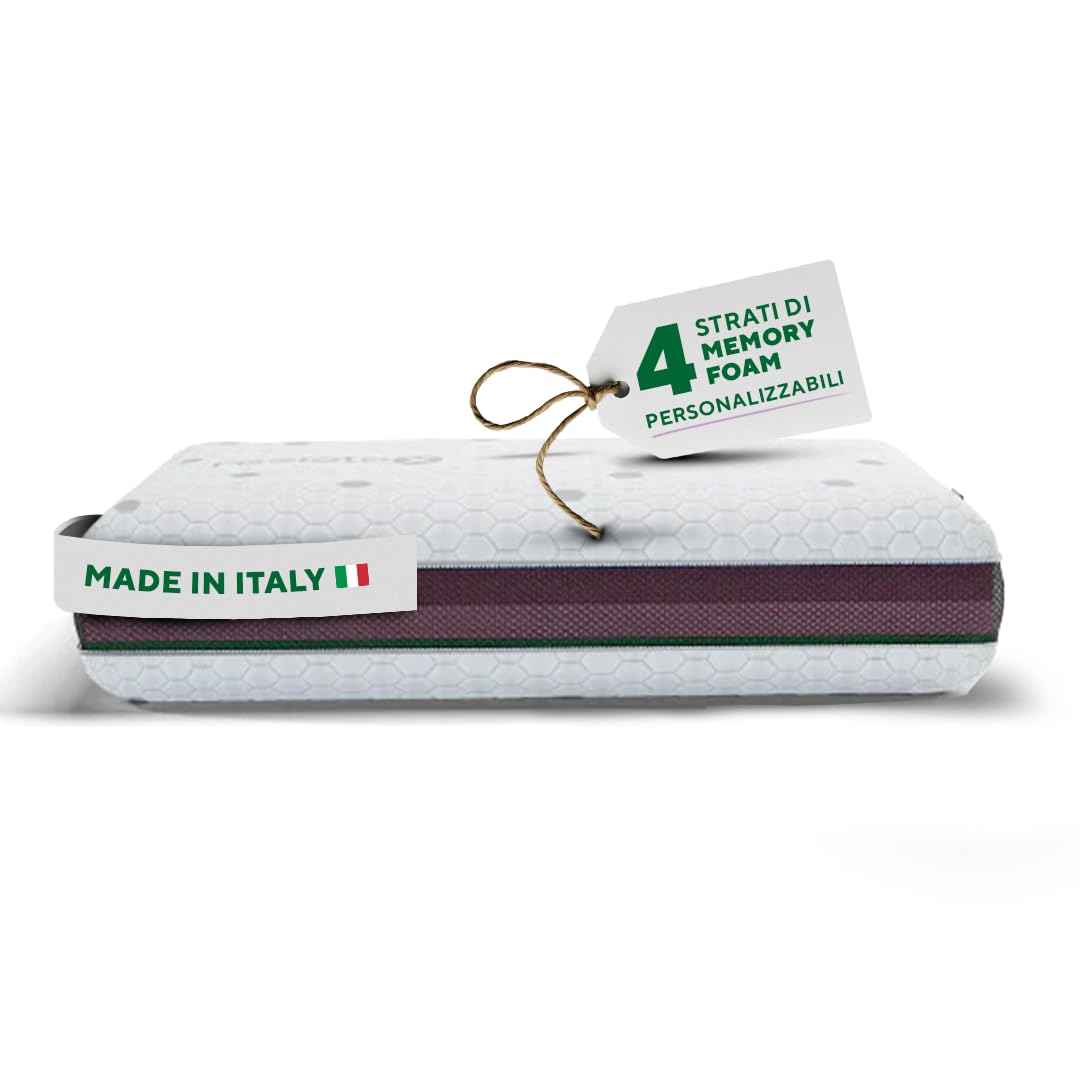 Cervicalm - Cuscino Cervicale per Dormire, cuscino memory foam ortopedico con 4 Strati Regolabile Modulabile e Personalizzabile, Guanciale Memory Foam Antirussamento, Cuscino Letto Ergonomico