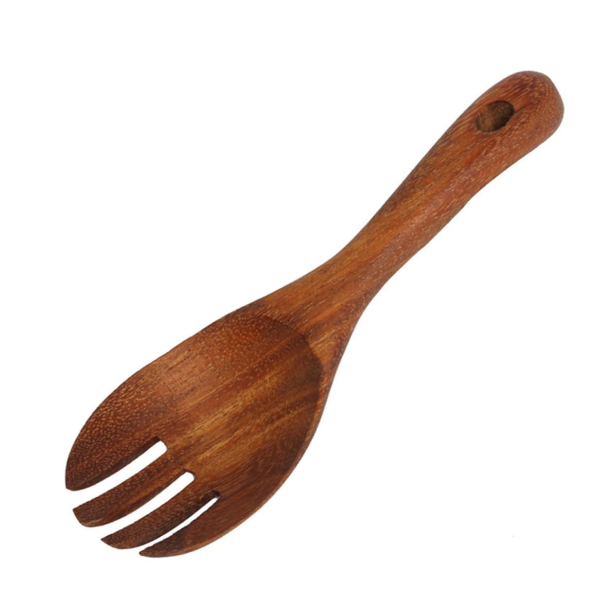 COLLBATH 2pcs Kitchen Spoon Salad Fork Spoon Round Soup Spoon Preparing Salad Fork Silverware Spoons Coffee Tea Spoon Mini Condiment Spoon Salad Serving Utensils Salad Kits Forky Kit Wooden