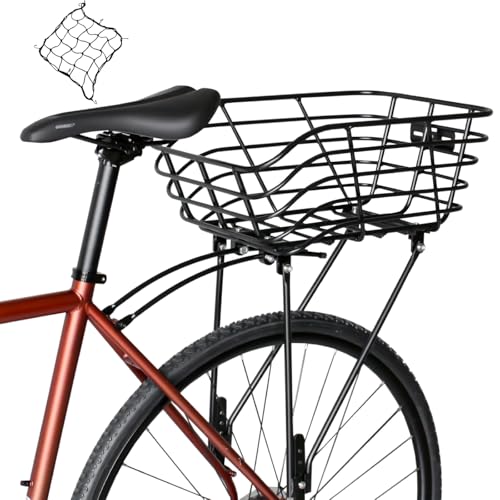 GORIX(ゴリックス) バスケット 自転車 カゴ ロードバイク ネット付属 大型 アルミ 軽量 着脱式 クロスバイク MTB 自転車用 (GRB-929(リア))