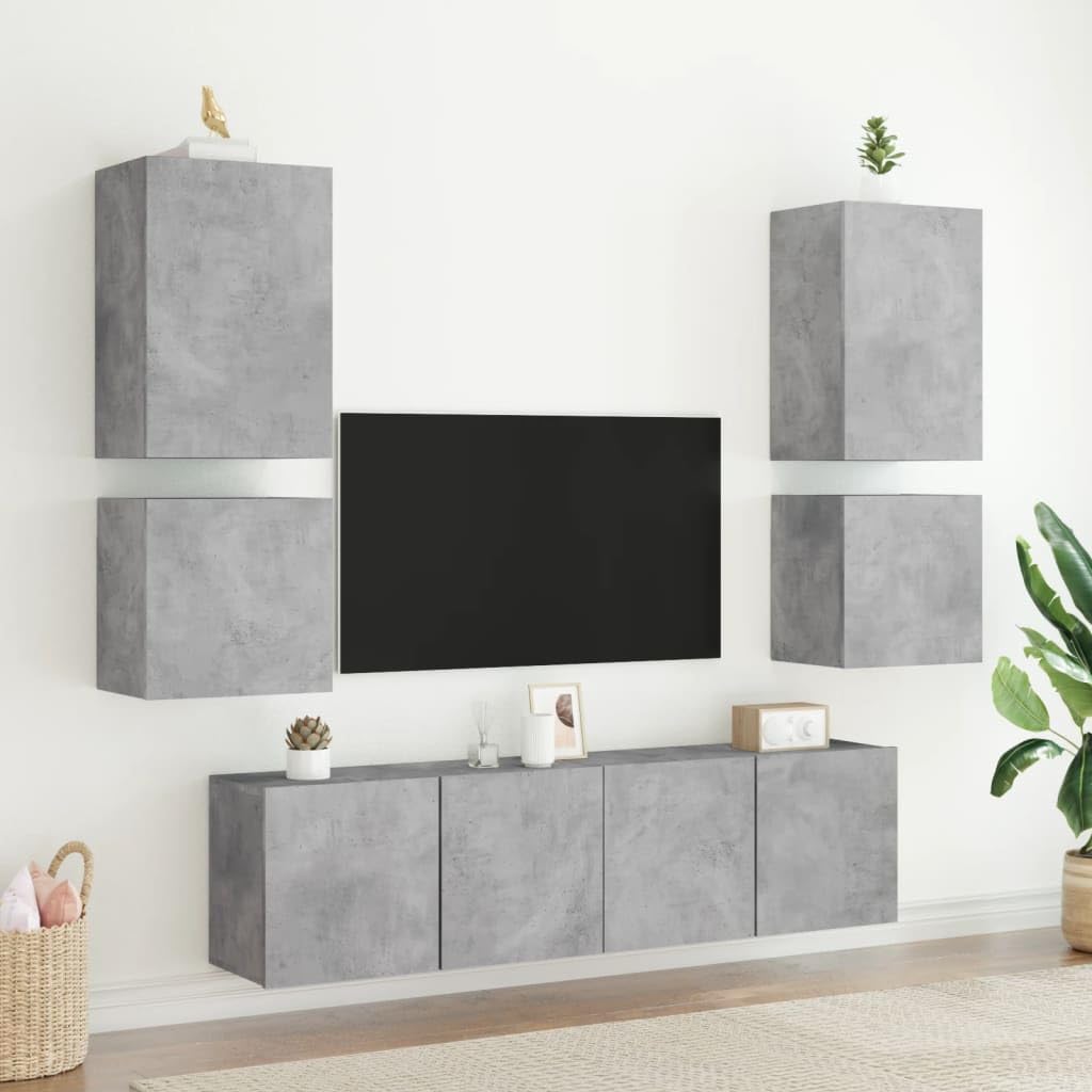 Mobile da parete per TV, 2 pezzi, grigio cemento, 40,5 x 30 x 40 cm