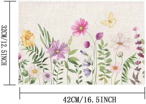 Placemats for Dining Table Floral Print Linner Placemats Cotton Place Mats Heat Resistant Non-Slip Table Mats(Multicolor, 4)