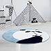 Carpet City - Tappeto per bambini a pelo piatto, motivo: orso di panda, colore: blu, con taglio contorno, per cameretta dei bambini, dimensioni: 160 x 160 cm, rotondo, 160 x 160 cm