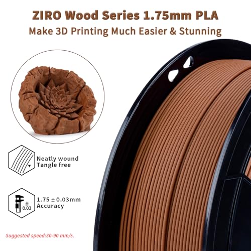 Image of ZIRO 1.75mm PLA Filament, Contain Real Wood Flour, 2.2lbs Walnut Wood