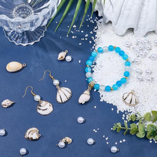 Breloques fausses perles et coquillages plaqué or pour création chic - 5
