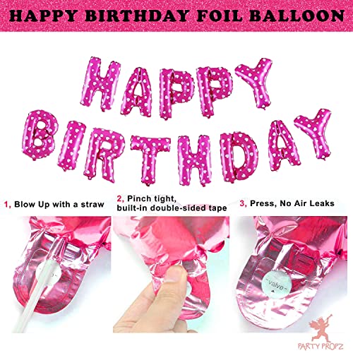 Image of Party Propz 2Nd Birthday Foil, Rubber, Latex Decoration Items For Girls -63Pcs Pink & Gold Decoration-2Nd Birthday Party Decorations, Birthday Decorations Kit For Girls 2Nd Birthday