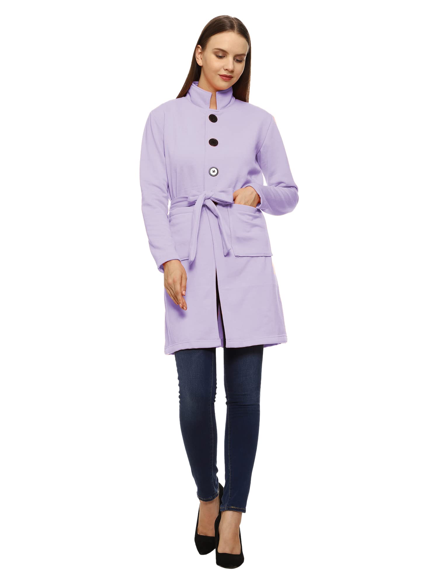 roarers Women Cotton Blend Filish Solid Mid Thigh Coat Overcoat For Winter-picture-22