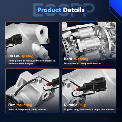 Image of ECCPP AC Compressor for Nissan Pathfinder NV1500 NV2500 4.0L 2012-2021 | Fast Cooling AC Compressor for Car 7 Grooves