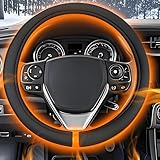 2025 New Heated Steering Wheel Cover, 3-Min Quickly Heating to 90-110℉, Steering Wheel Cover Heated, Winter, Suede Fabric, Universal Fit 14.5–15" for Car, SUV, Truck
