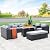 Rattaner 7 PCS Outdoor Furniture Sets 60000BTU 45-Inch Outdoor Propane Fire Pit Table Patio Furniture Set No-Slip Cushions and Waterproof Covers, Light Grey