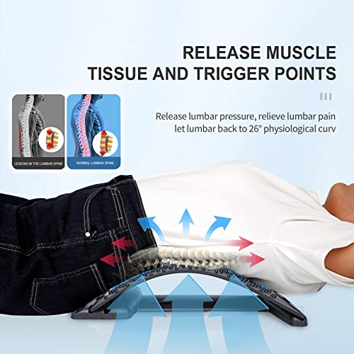 Back-Stretching-DeviceBack-Massager-for-Bed-Chair-CarMulti-Level-Lumbar-Support-Stretcher-Spinal-Lower-and-Upper-Muscle-Pain-ReliefBlackBlue