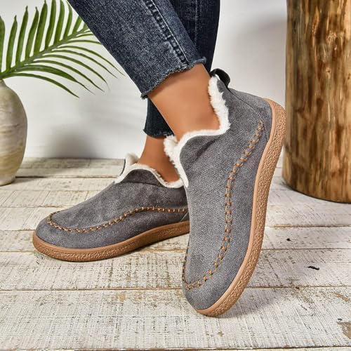 Womens Snow Boots Winter Warm Booties Slippers Comfortable Platform Non Slip Short Boots Indoor Outdoor House Boot Casual Walking Shoes Fur Lined Anti Slip Ankle Shoes3
