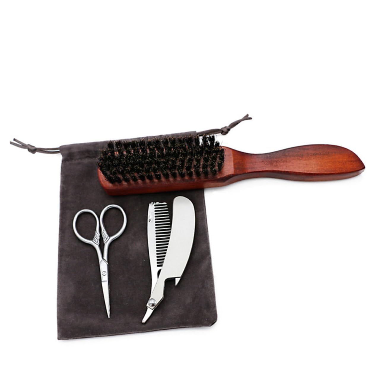 Beavorty 3sätze Beard Care Set Tragbares Teiliges Bartpflege-set Mit Bartbürste Und Stoffbeutel Für Herren Einfach Zu Verwenden Transportieren Für Bartpflege