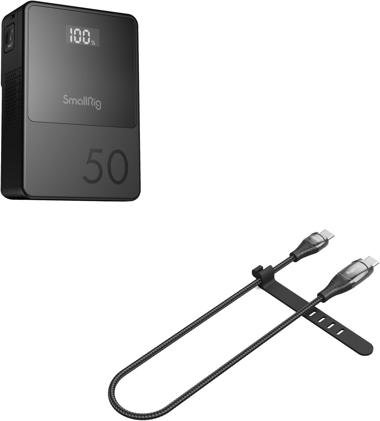 SMALLRIG V Mount Battery VB50 and 240W USB C to C Cable with LED Display