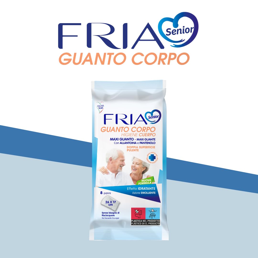 Fria Senior Maxi Manopole Saponate per l’igiene Corpo degli Anziani, Ideali per Persone Allettate, Effetto Idratante, Dermatologicamente Testati, Confezione da 8 Maxi Guanti - 2