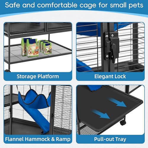 Habutway NYX-63 36.5''H Large Metal Rolling Ferrets Cage, 2-Tiers Small Animal Cages thumb #4