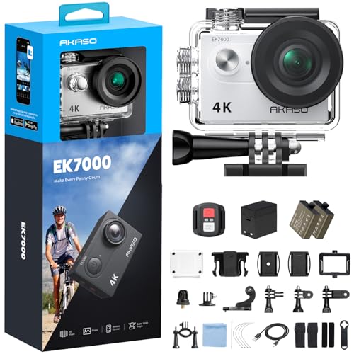 AKASO EK7000 4K30FPS 20MP WiFi Action Camera with EIS Ultra HD 131FT Waterproof Underwater Camera Remote Control 4X Zoom Support External Microphone