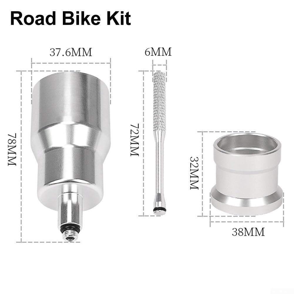 Bicycle Hydraulic Disc Brake Bleed Kit Tool With Long Stopper And Base For Mountain Bike Road Bike Maintenance Compatible With Multiple Brake Systems, Silver, 37.6x68mm/78mm(Road Bike Kit)