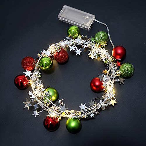 Preisvergleich Produktbild Weihnachtsschmuck mit Lichterketten, 6,5 ft 20 LED Weihnachtsgirlande Lichterketten Weihnachtsbaumballleuchten mit Twinkle Star für Indoor Outdoor Holiday Garden Decor, batteriebetrieben