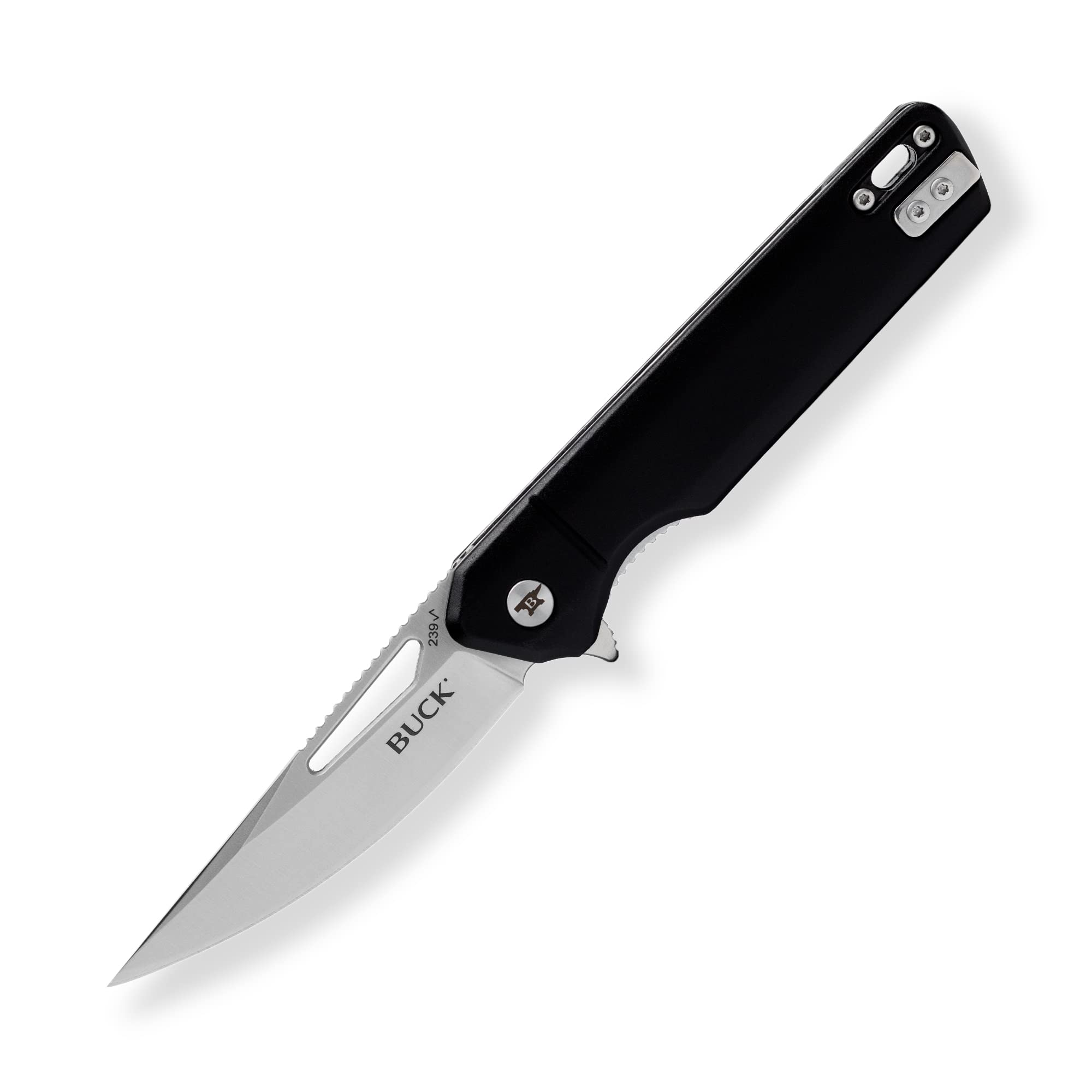 Buck Knives 239 Infusion Folding Pocket Knife with Drop Point Blade, Aluminum Handle, Pocket Clip