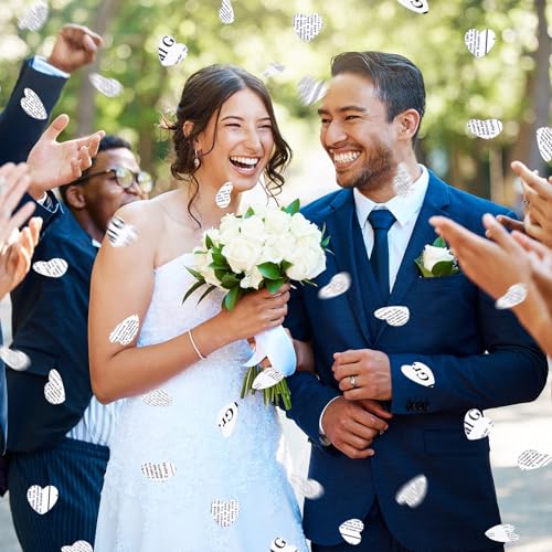 Image of Marspark 1200 Pcs Book Page Heart Confetti 1 Inch Vintage Newspaper Wedding Table Confetti Novelty Party Decorations for Book Themed Party Decor Birthday Photo Prop Bridal Shower(White)