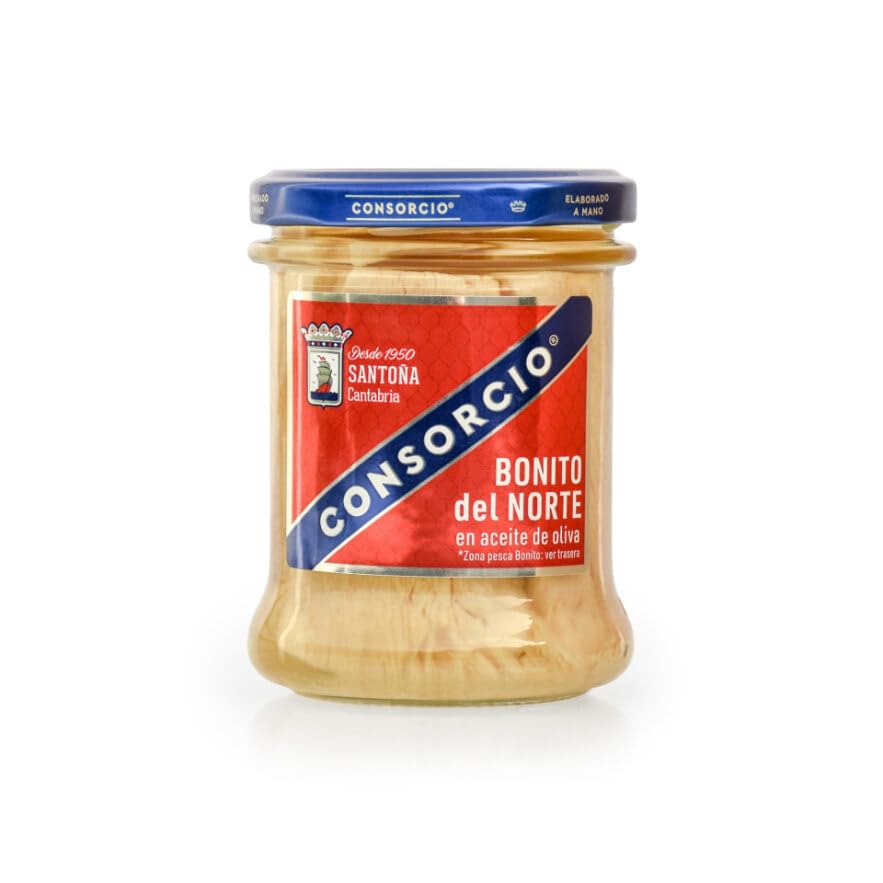 Consorcio - Bonito del Norte en Aceite de Oliva | 12 Tarros de 190 gr, Total de 2280 gr | Bonito de Santoña con Aceite de Oliva y Sal en Tarro | 100% Natural (190 gr)