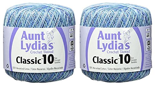 Aunt Lydia's Crochet Thread - Variegated - Size 10 - (2-Pack) Ocean