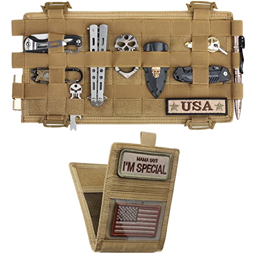 WYNEX Molle Car Visor Organizer with Detachable Card Pouch | Auto Sun Visor Storage Molle Panel with Elastic Webbing Slots for Glasses & Tactical Gear | Fit Most Vehicle Jeeps SUVs & Trucks