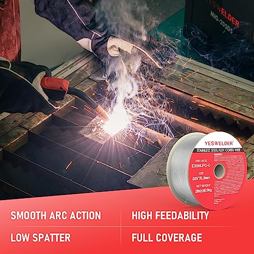 Image of YESWELDER Stainless Steel Flux Cored MIG Welding Wire, E308LFC-O .035-Diameter, 2-Pound, Strong ABS Plastic Spool Welding Wire