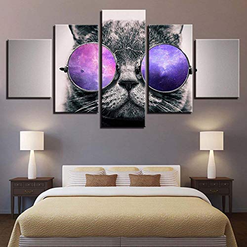 Tableau chat cool de 5 pieces pour relooker un mur vide sans effort - 4