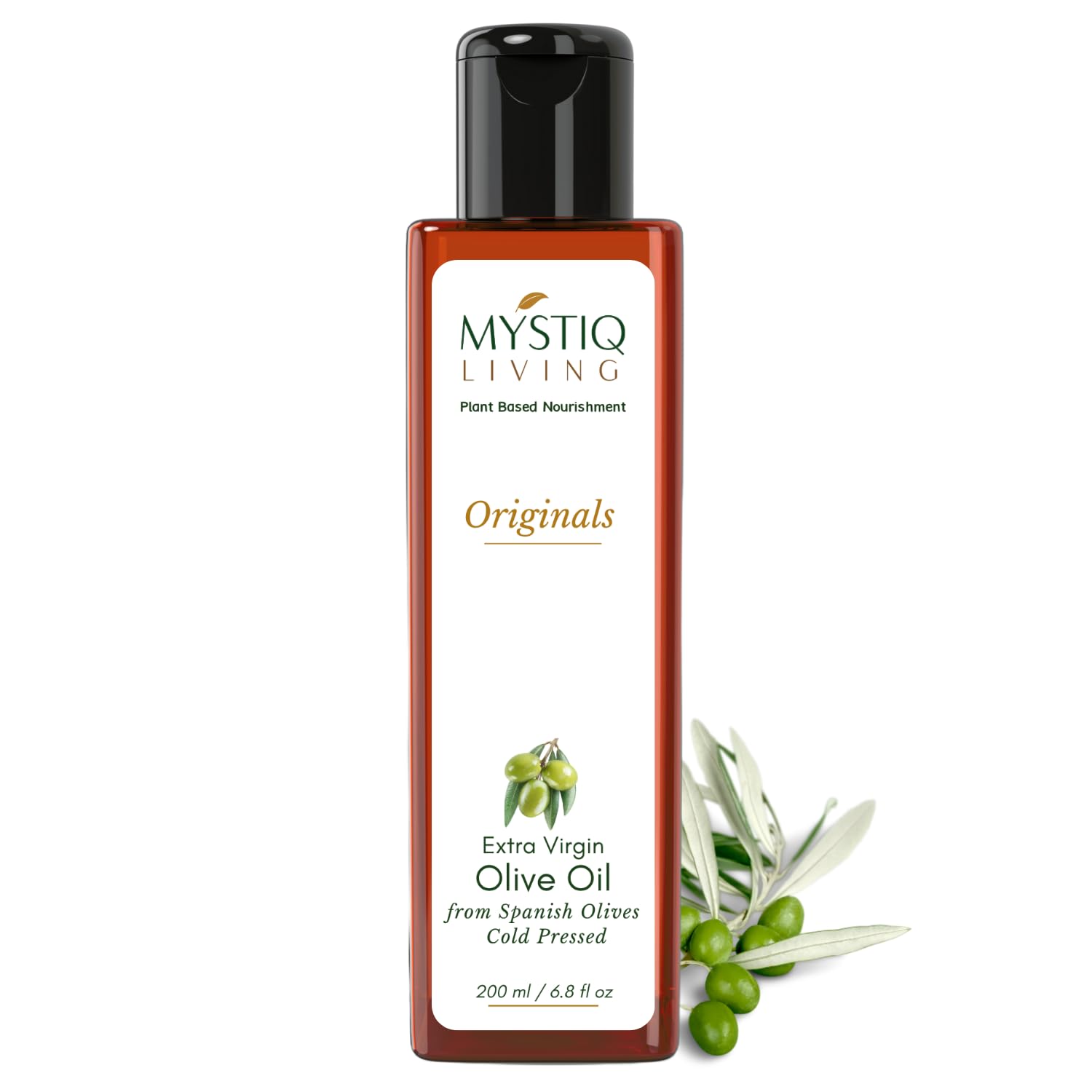 Mystiq Living Extra Virgin Olive Oil for Skin, Hair & Baby Massage - 200 ML | Cold Pressed, 100% Pure & Natural