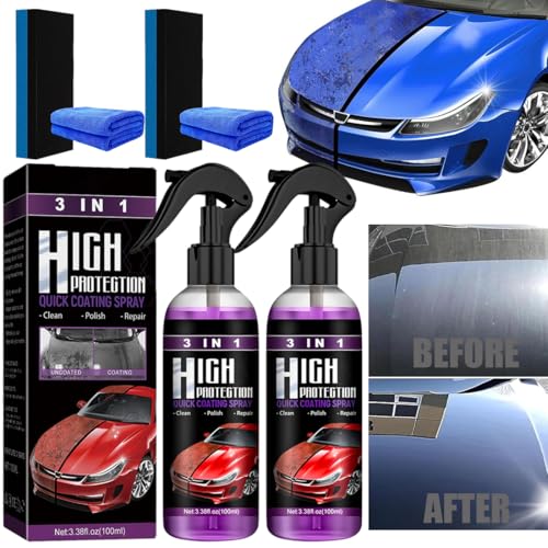 Spray de Revestimiento Cerámica para Coche, 3 Piezas High Protection 3 In 1 Spray, Ceramic Car Coating Spray, Car Nano Spray Scratch Repair, Auto Nano Revestimiento Spray (200ML)