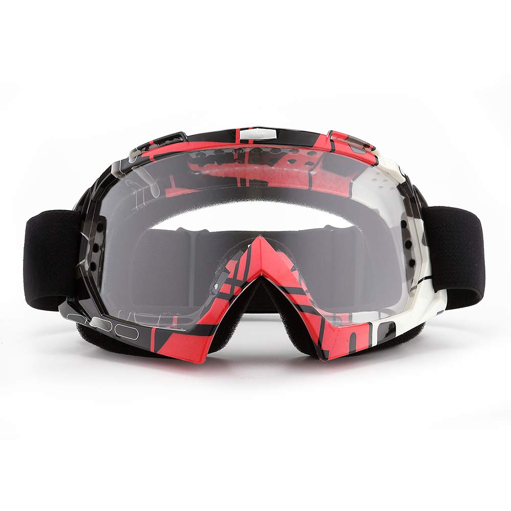 SPOSUNE Motorradbrille, ATV Dirt Bike Off Road Racing MX-Fahrbrille Anti-Scratch Staubdicht Biegbar UV400 Brille Gepolstert Weicher Dicker Schaumstoff, Verstellbarer Riemen Erwachsenen-Motocross