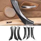 6Pcs/Set Carbon Fiber ABS Inner Interior Door Panel Pull Handle Cover for BMW E90 325i 328i 335i 330i 2006 2007 2008 2009 2010 2011 (Carbon Fiber Black)