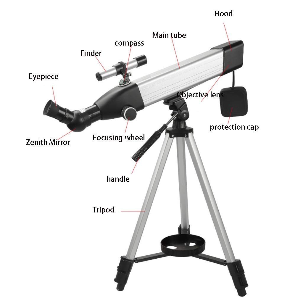 Telescopio per Bambini per Adulti Astronomia Principianti Telescopi rifrattori da 60 mm con treppiede Regolabile Cielo e Terra, Funzione Bussola