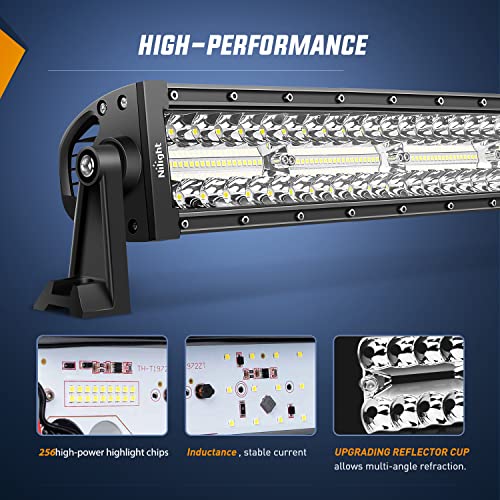 Image of Nilight 33Inch LED Light Bar 2Pcs 4Inch 60W Spot Flood Lights Pods Off Road DrivingWork Lighting with 14AWG Wiring Harness Kit-3 Leads for Truck Tractor Pickup Boat SUV ATV UTV Car Van Camper