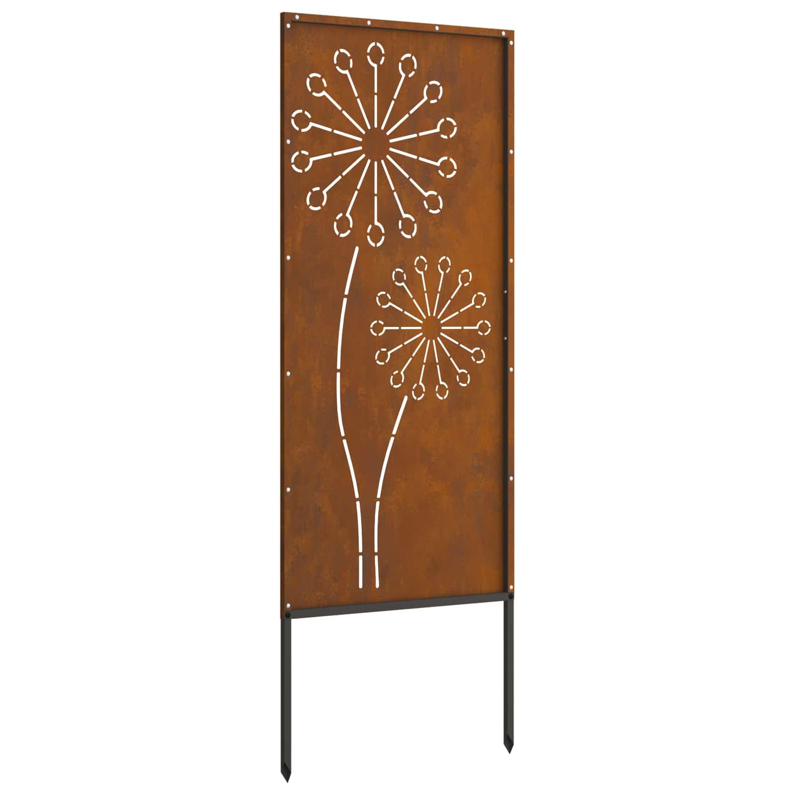 Osłona ogrodowa z płótna ze stali odpornej na warunki atmosferyczne, zardzewiała, 50 x 140 cm, matowa, na taras, ochrona przed wzrokiem z intarsją, do użytku na zewnątrz