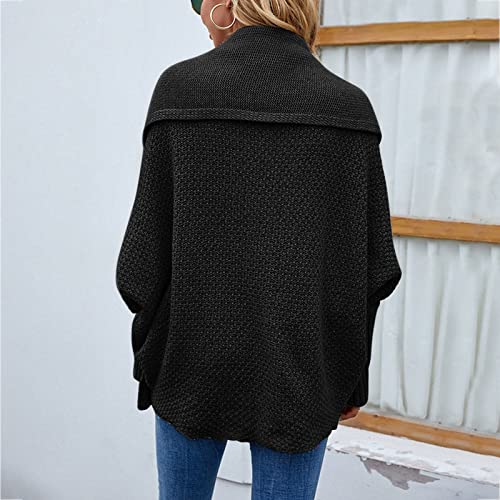 GOSEAGOTOFUN Sweater Cardigan Women Fashion Thick Knit Cardigan Casual Long Sleeve Loose Fit Sweaters Fall Warm Outerwear 01-Black Small - image 3