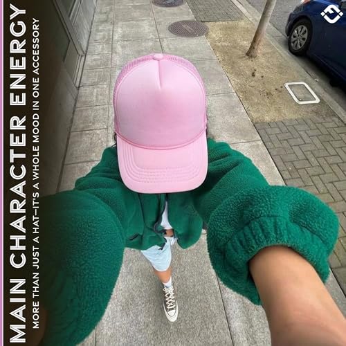 Image of Funky Junque Foam Trucker Hat, Trucker Hats for Women & Men - Blank Adjustable Snapback Mesh Back Baseball Cap