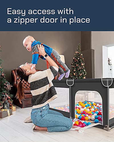 Todale Baby Playpen For Toddler, Large Baby Playard, Indoor & Outdoor Kids Activity Center With Anti-Slip Base, Sturdy Safety Play Yard With Soft Breathable Mesh, Playpen For Babies(Black,50”×50”) #TOP4