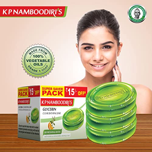 Image of K.P. NAMBOODIRI S Glycerin Soap -Refreshing Bath Herbal (4Nx75G) - Pack Of 2