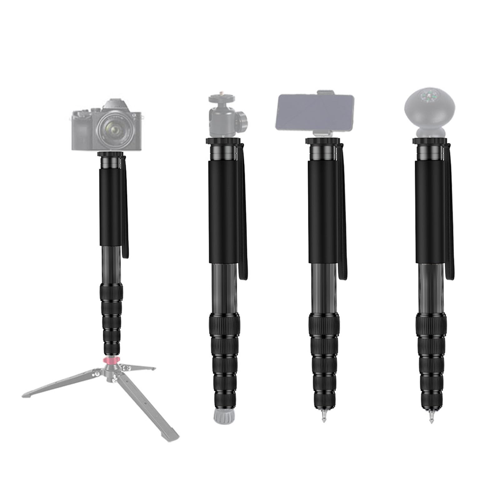 Monopiede in fibra di carbonio, 6 sezioni, telescopico, monopiede per fotocamera SLR con altezza regolabile, vite standard, piede in gomma per fotografia all'aperto, viaggi, alpinismo