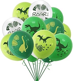 41 PCS 12 Inches Dinosaur Latex Balloons Green Dinosaur Balloons Birthday Animal Latex Balloons with Ribbon for Kids Boys Dinosaur Party Decorations Party Supplies